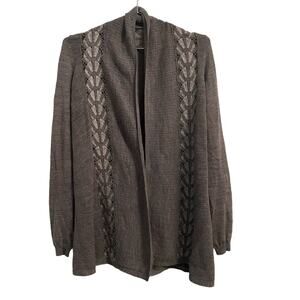 Anthropologie Knitted & Knotted Gray Wool Blend Open Front Sweater Cardigan S